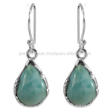Morden Design 925 Sterling Silver & Natural Larimar Gemstone Earrings Fashion Jewelry